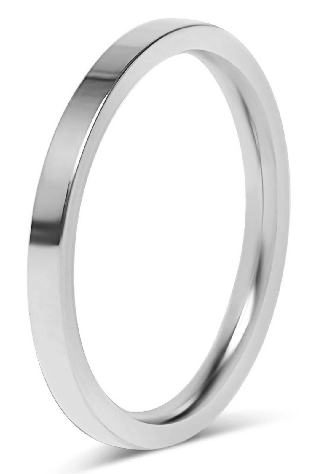 3mm Düz Parlak Model Erkek Kadın Çelik Alyans Söz Nişan Yüzüğü cl42 - Beyaz