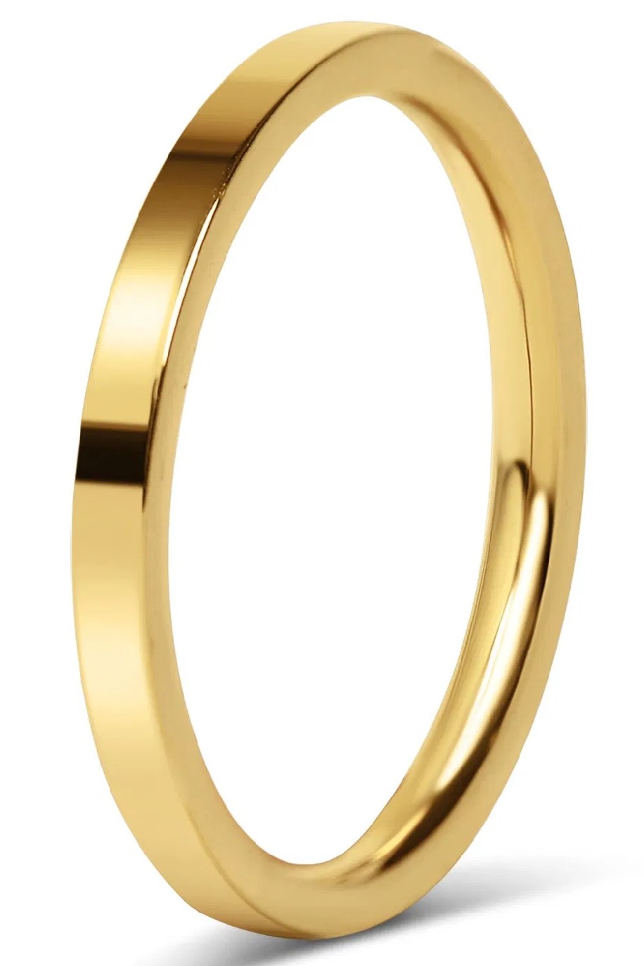 3mm Düz Parlak Model Erkek Kadın Çelik Alyans Söz Nişan Yüzüğü cl42 - Sarı