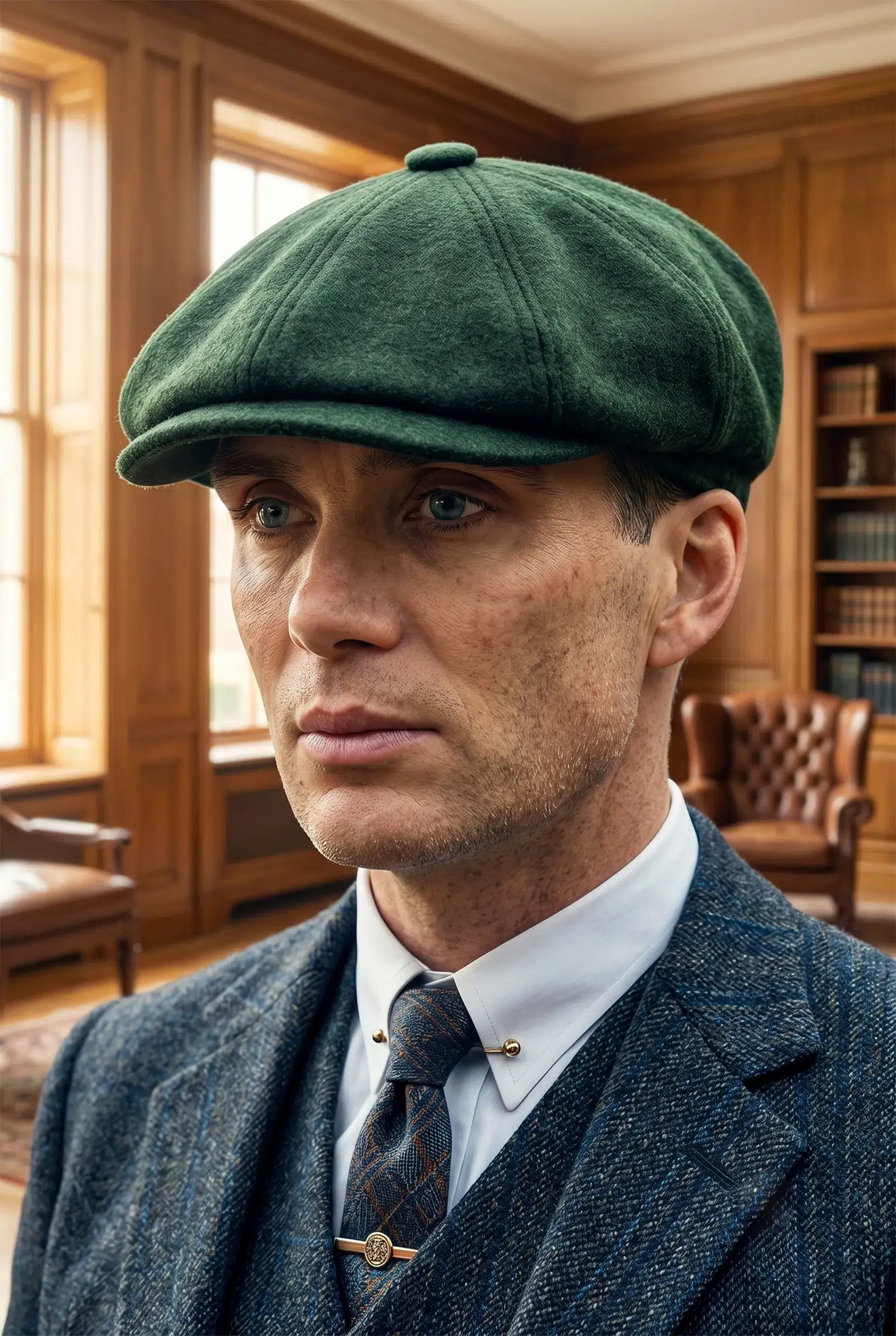 Erkek Kasket Peaky Blinders Driver Kaşmir Şapka Bere Fötr cp224u - Yeşil