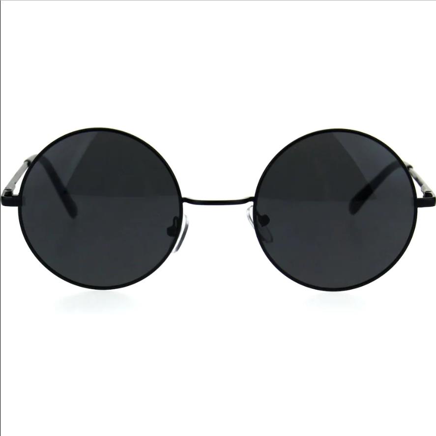 Extoll John Lennon Gözlük Güneş Gözlüğü Yuvarlak Siyah Cam