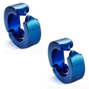 3mm Sıkıştırmalı Unisex Erkek Çelik Küpe Deliksiz Kulaklara mse1 - Lacivert