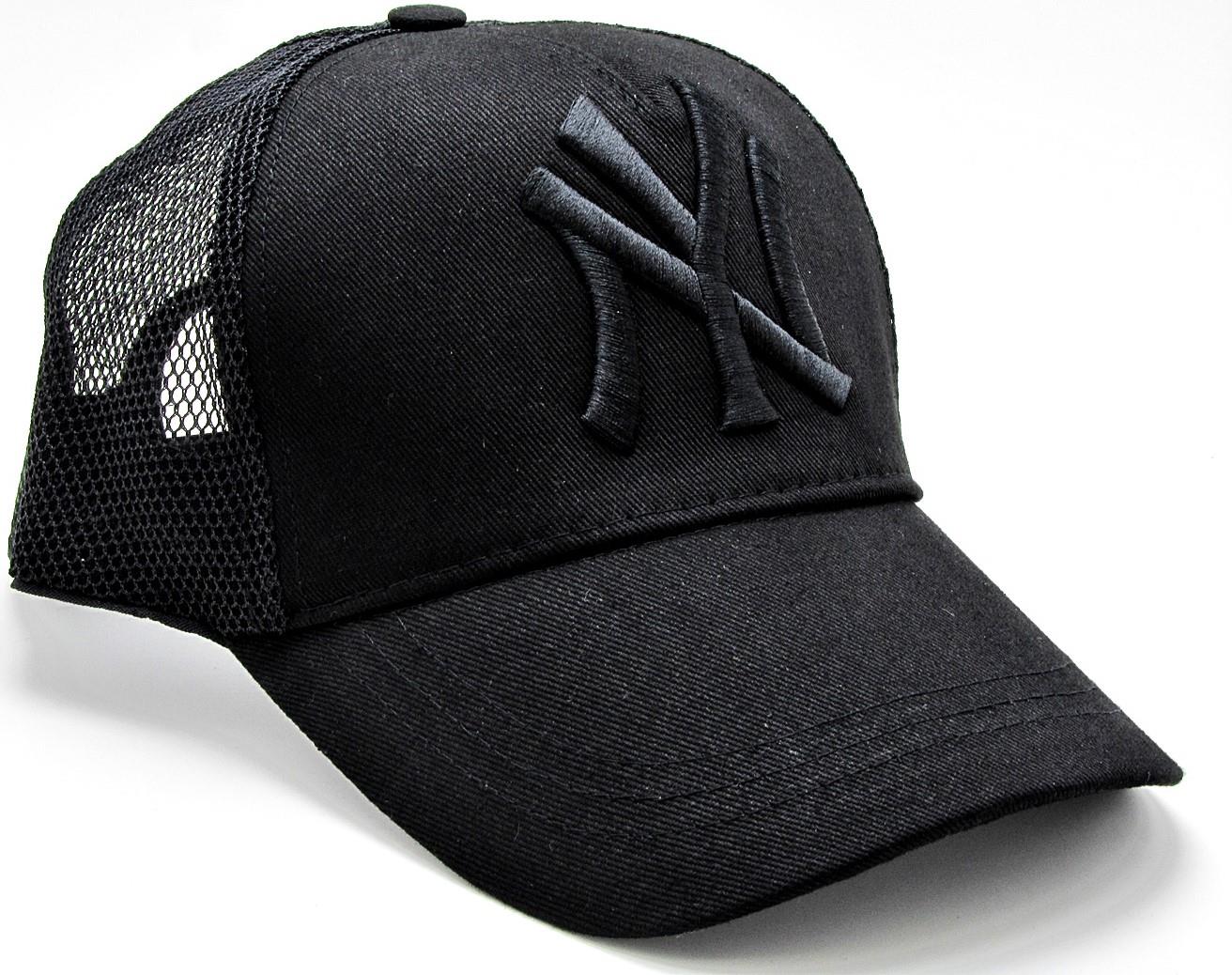 NY Cap Yazlık Fileli Unisex Şapka cp222 - Siyah Siyah Yazılı