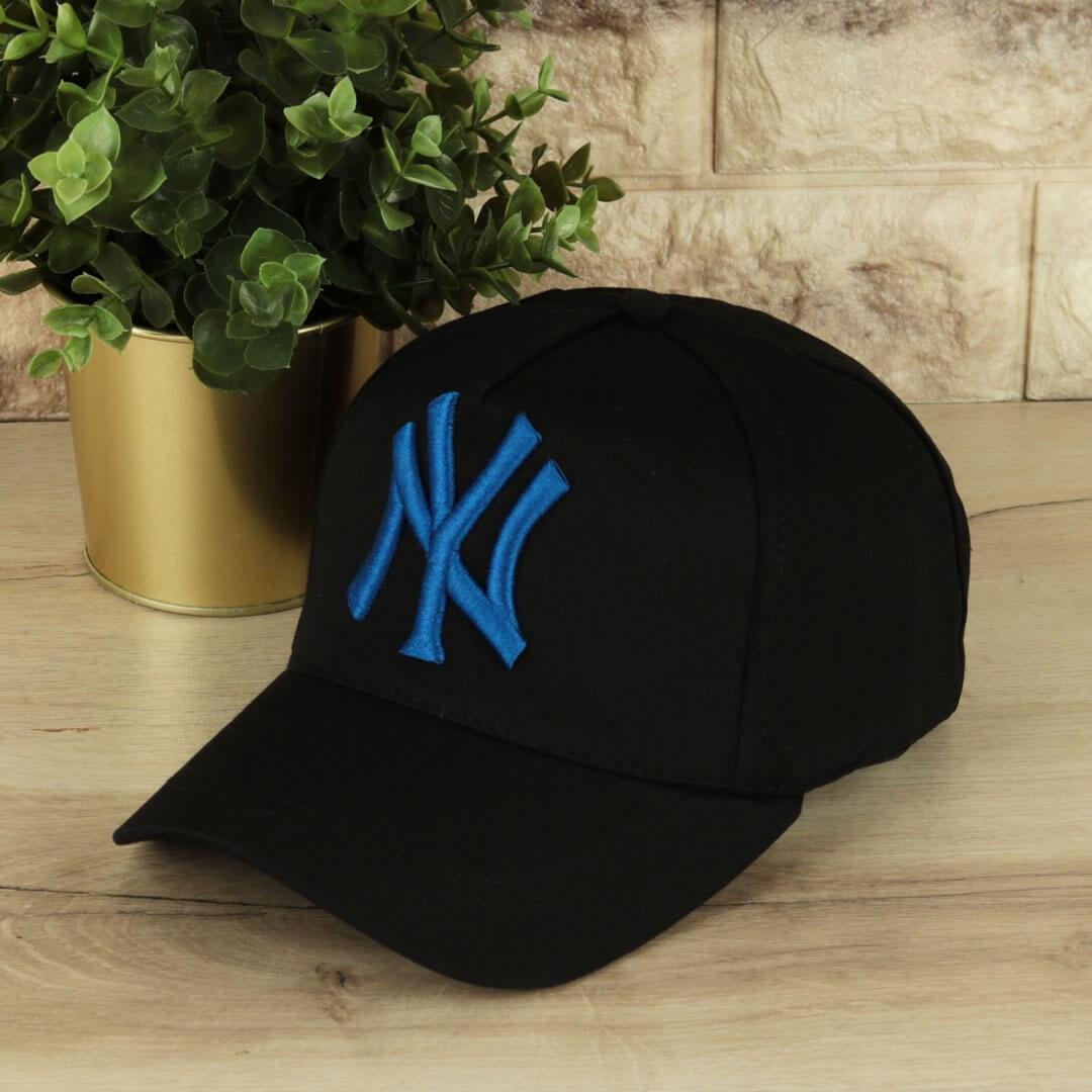 NY Cap Yazlık Fileli Unisex Şapka cp222 - Siyah Mavi Yazılı
