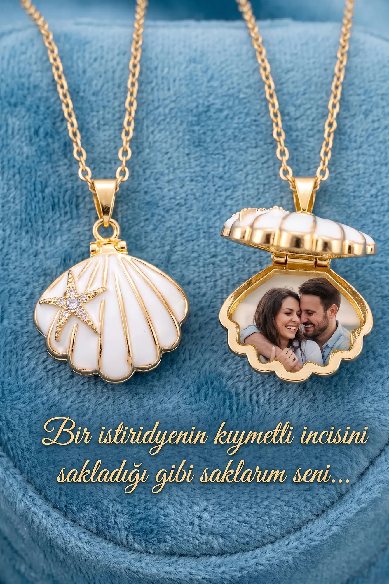 Oyster Locket Kolye Deniz Kabuğu Kapaklı Açılabilir Anı Kolyesi Paslanmaz Çelik eck76