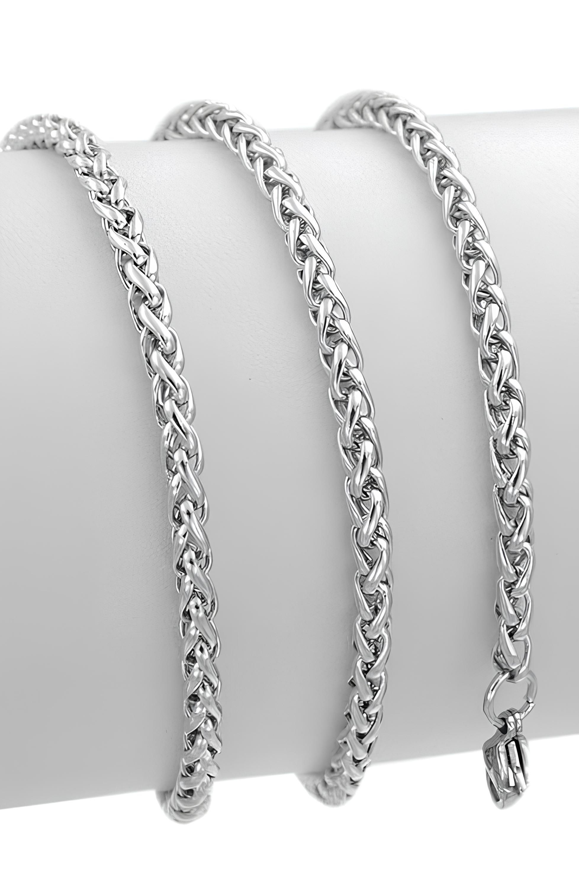 Spor Yuvarlak Tilki Kuyruğu Erkek Çelik Zincir Kolye 5mm k60 - Beyaz
