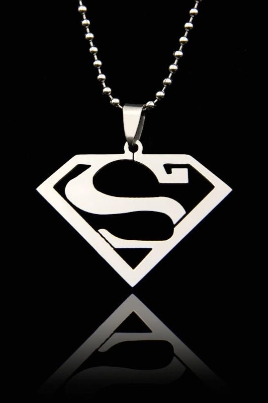 Superman Erkek Çelik Kolye Zincirli cck02 - Beyaz