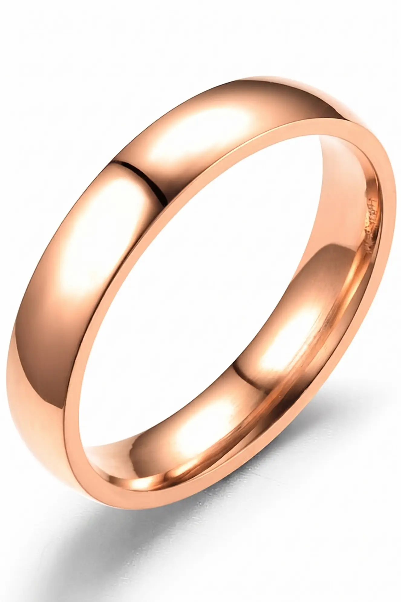 Unisex 4mm İnce Bombeli Erkek Kadın Çelik Alyans Yüzük cl18 - Pembe