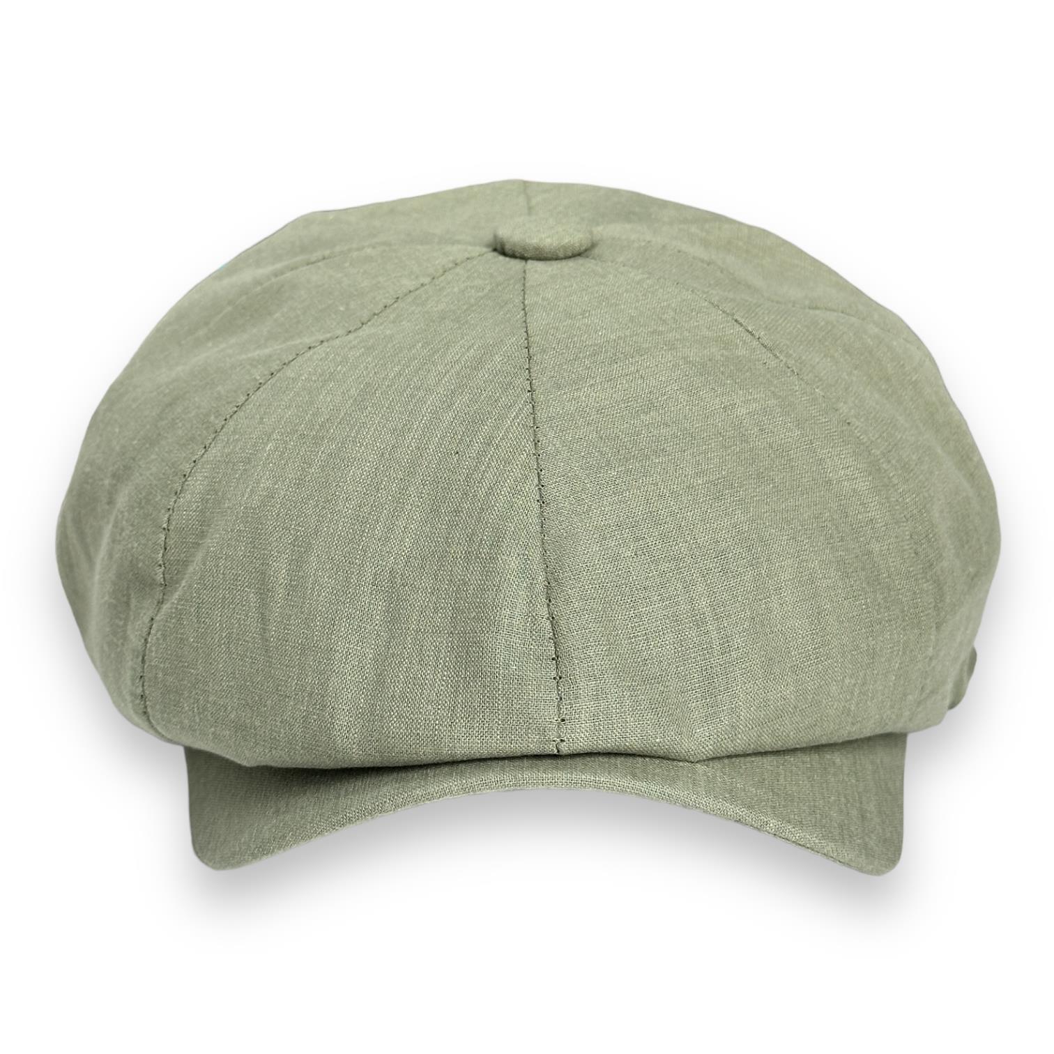 Yazlık Keten Peaky Blinders 8 Parçalı Erkek Kasket Şapka cp237 - Haki Yeşil