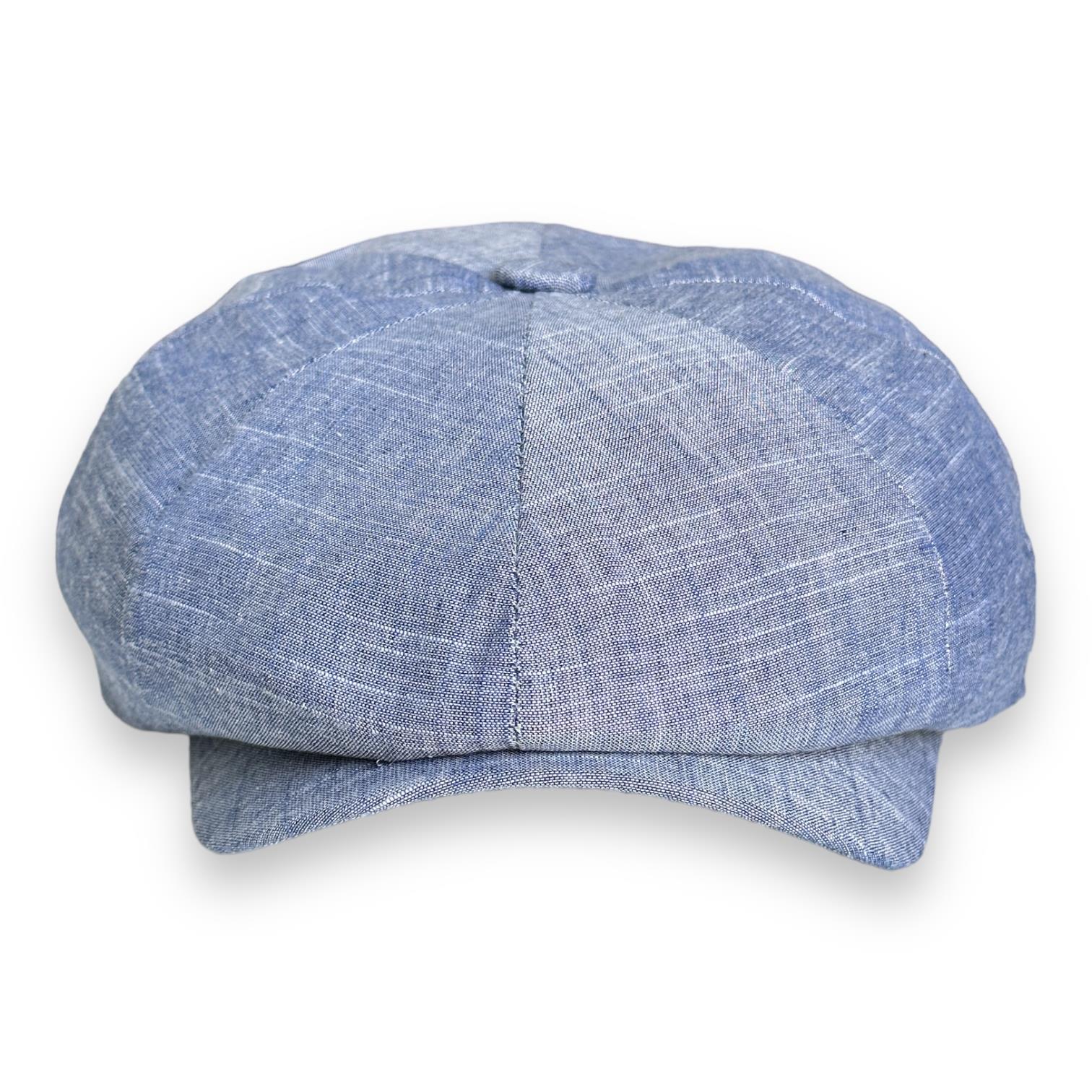 Yazlık Keten Peaky Blinders 8 Parçalı Erkek Kasket Şapka cp237 - Mavi